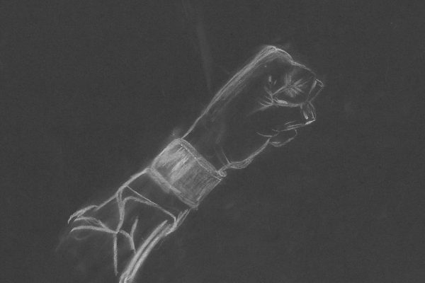 Tabitha Marsland Observational Hand Sketch Pastel on Black Paper no 3